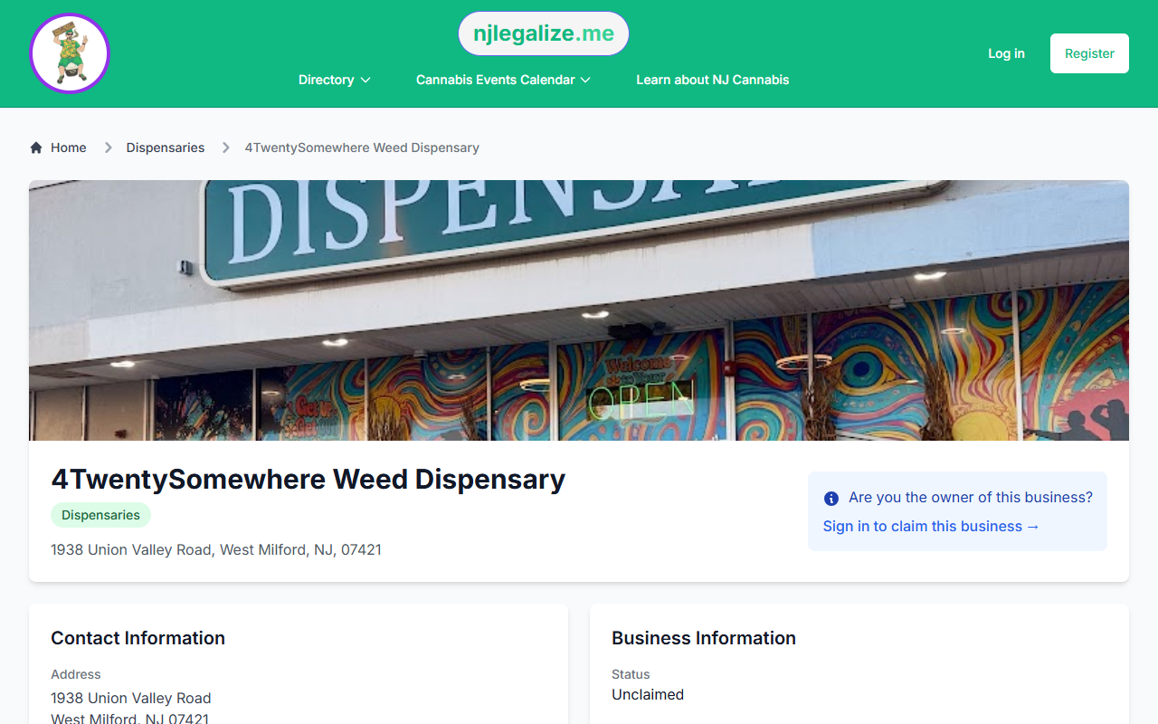 A business listing on njlegalize.me showing the claim prompt