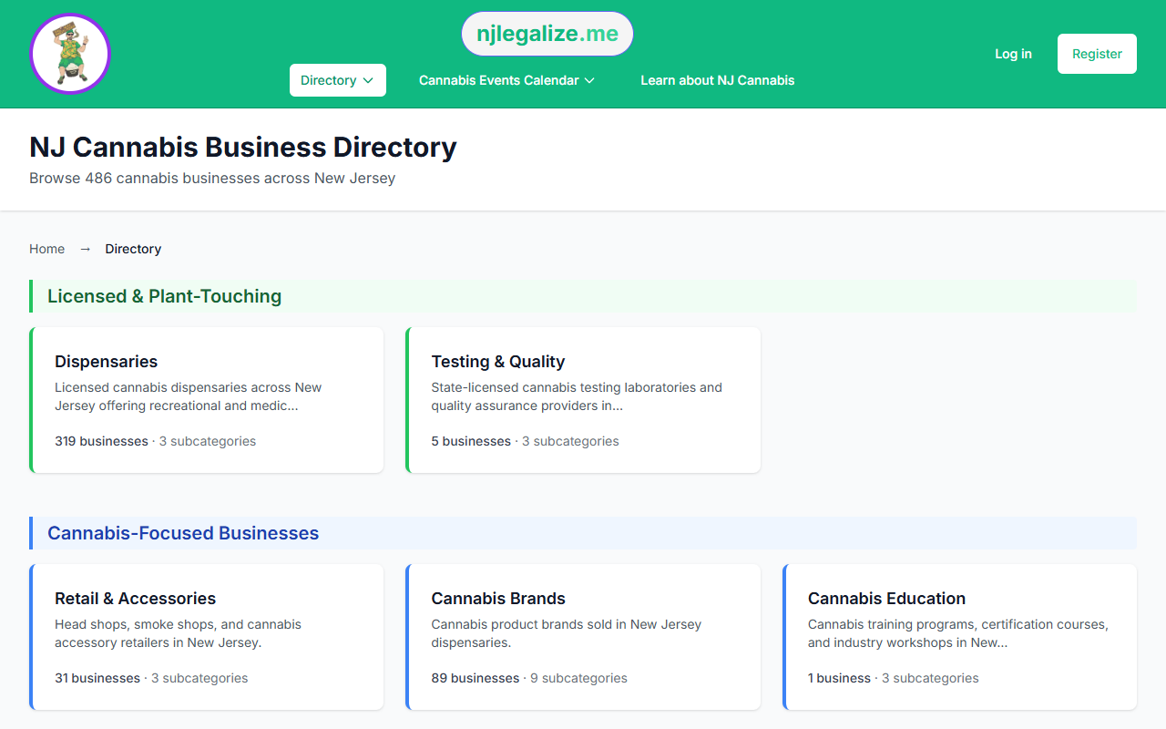 NJ Cannabis Business Directory — browse businesses by category