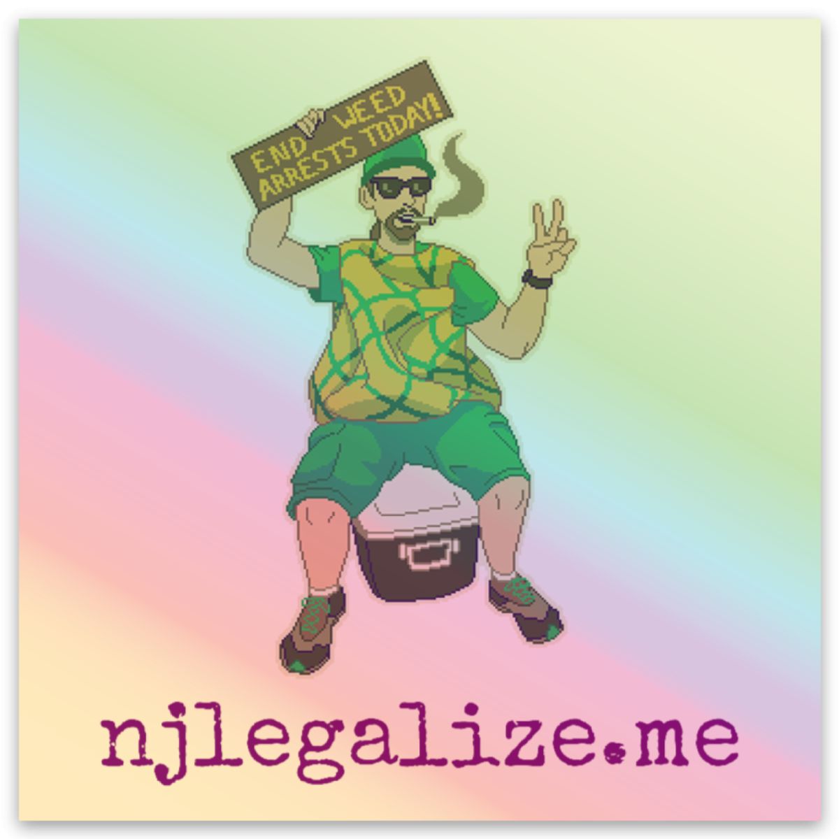 Holographic Pixel Art Pineapple Guy